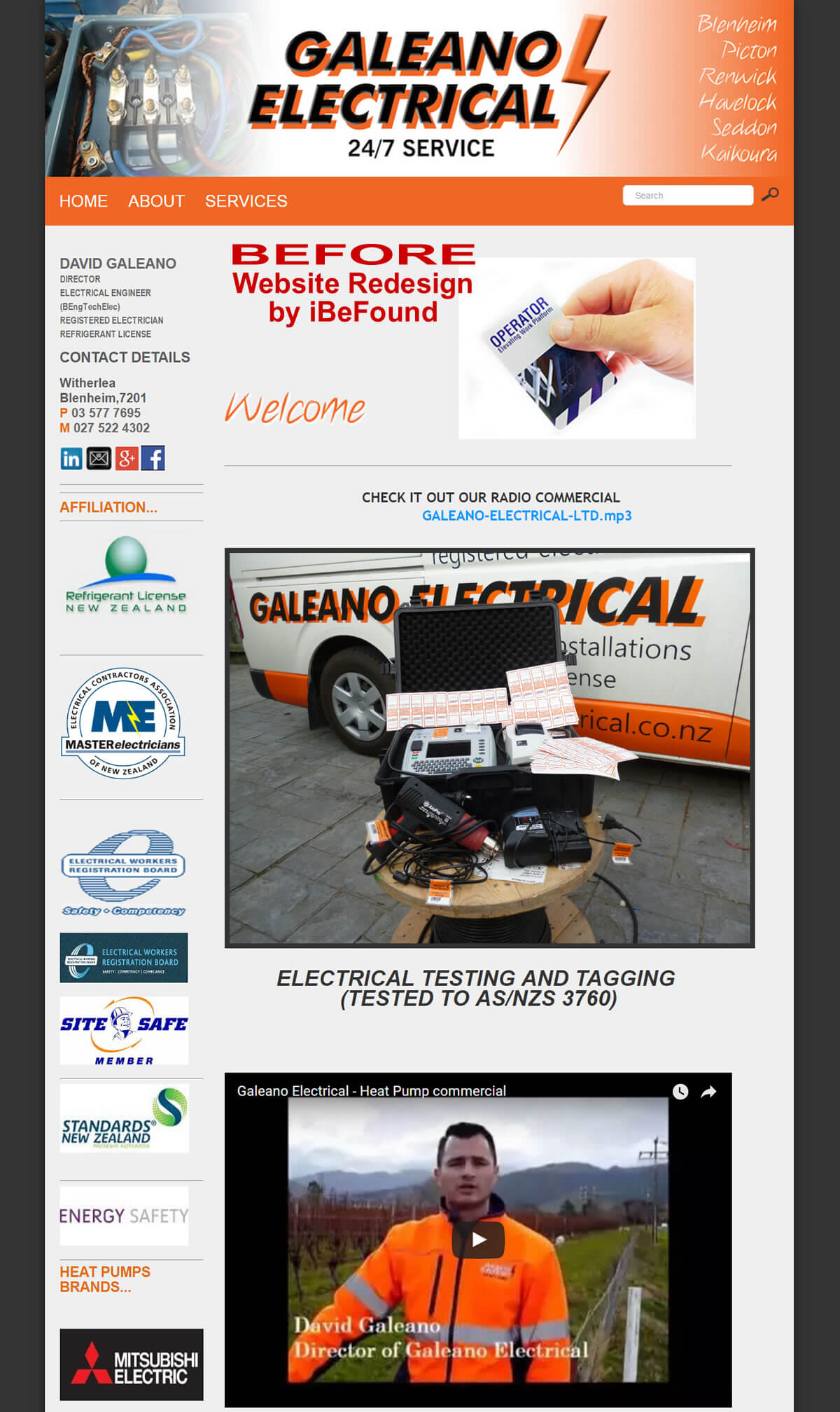 Homepage Of Galeano Electrical Before Website Redesign By Ibefound