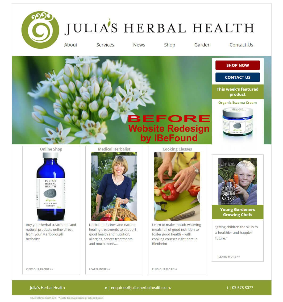 Homepage Of Julias Herbal Health Before Website Redesign By Ibefound