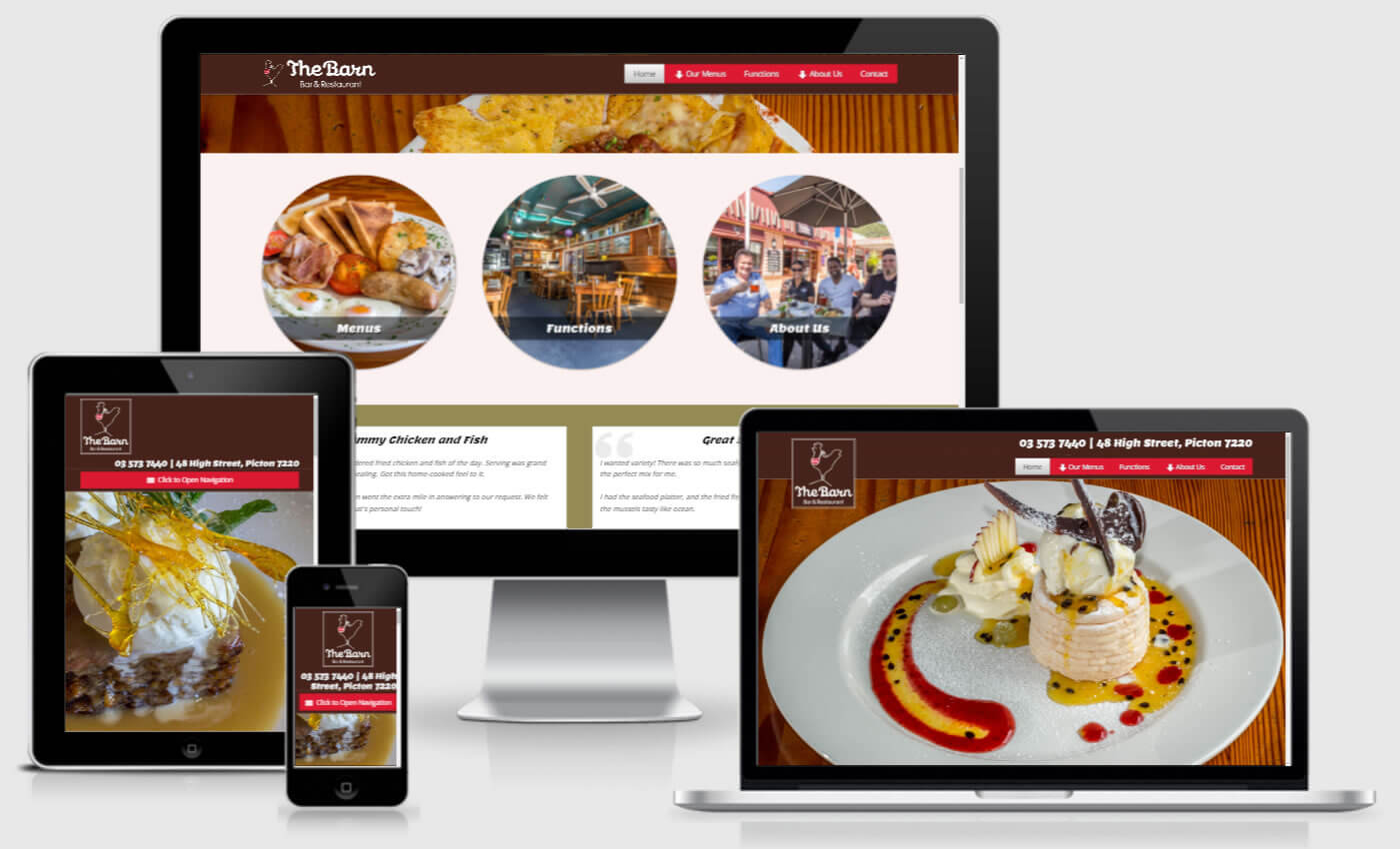 Website Design For DAs Barn Restaurant And Bar