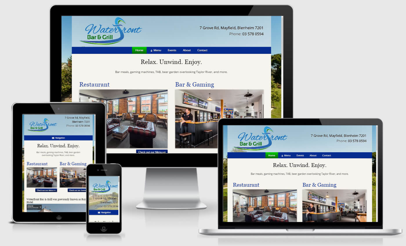Website Design For Waterfront Bar And Grill By iBeFound Digital Marketing Division