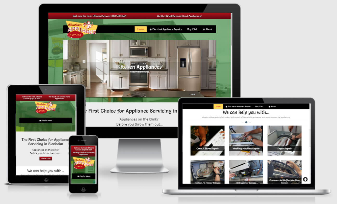 Website Design For Blenheim Appliance Repairs By IBeFound Digital Marketing Division