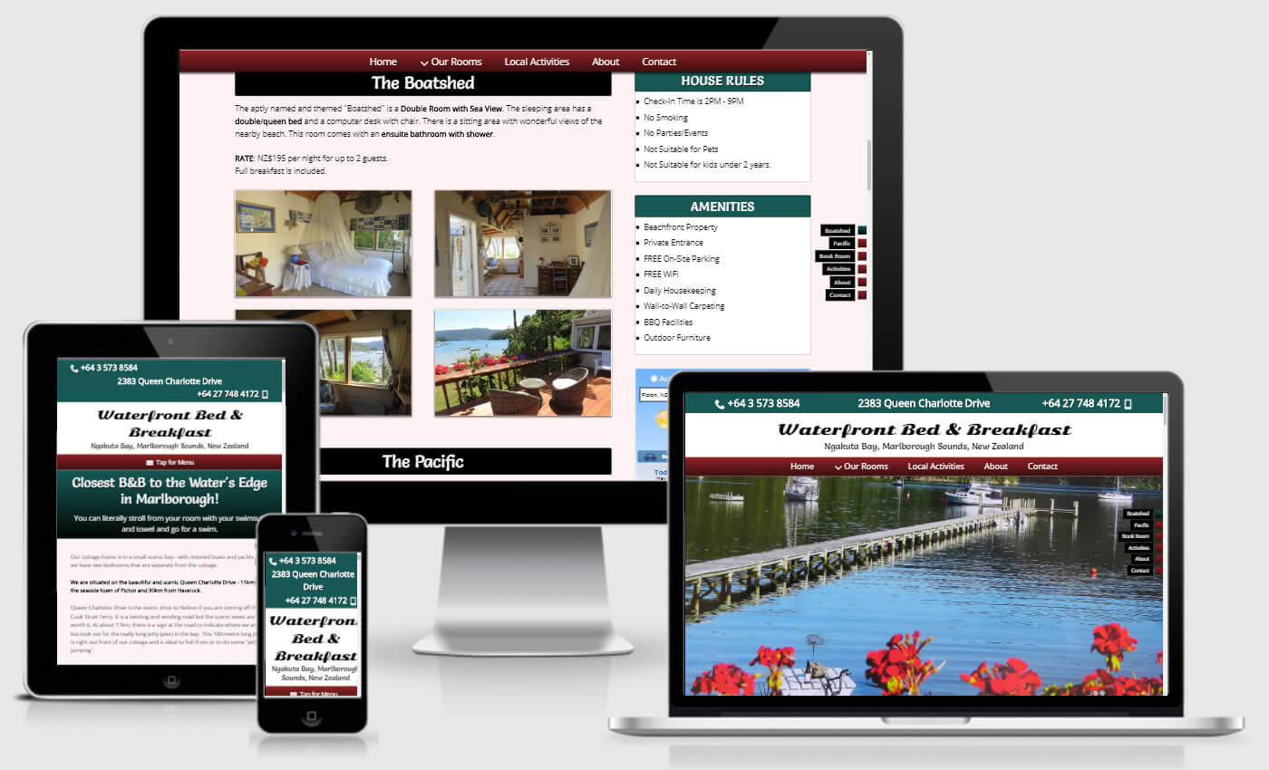 Website Design For Waterfront Bed And Breakfast By IBeFound Digital Marketing Division