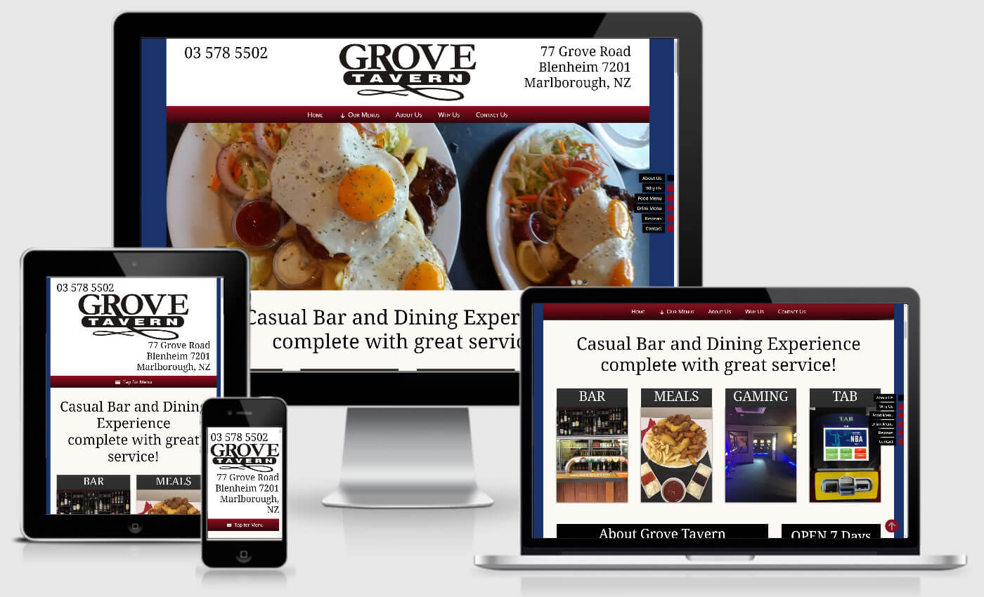 Website Design For Grove Tavern By IBeFound Digital Marketing Division