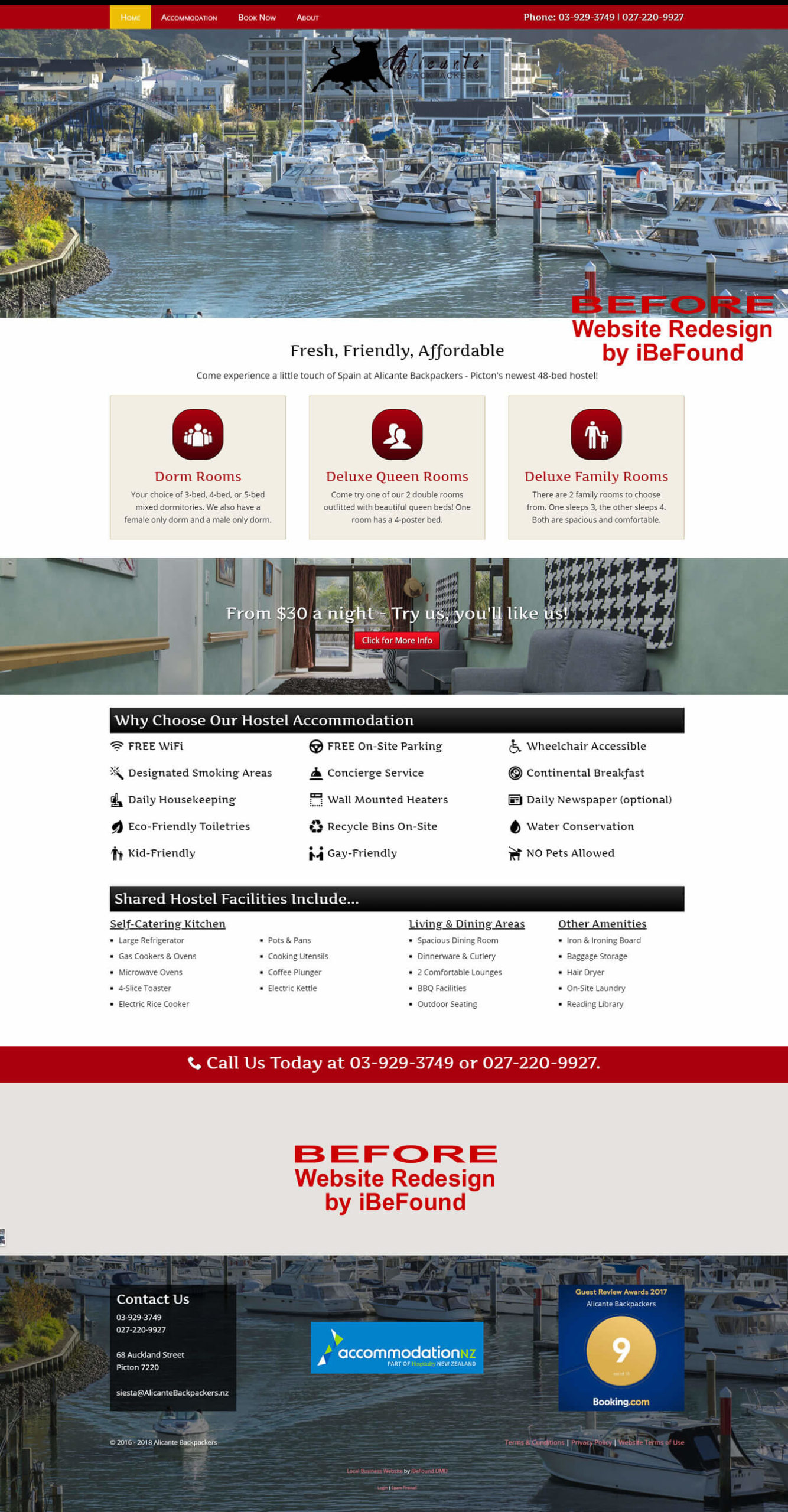Homepage Of Piwaka Lodge & Backpackers Before Website Redesign By iBeFound