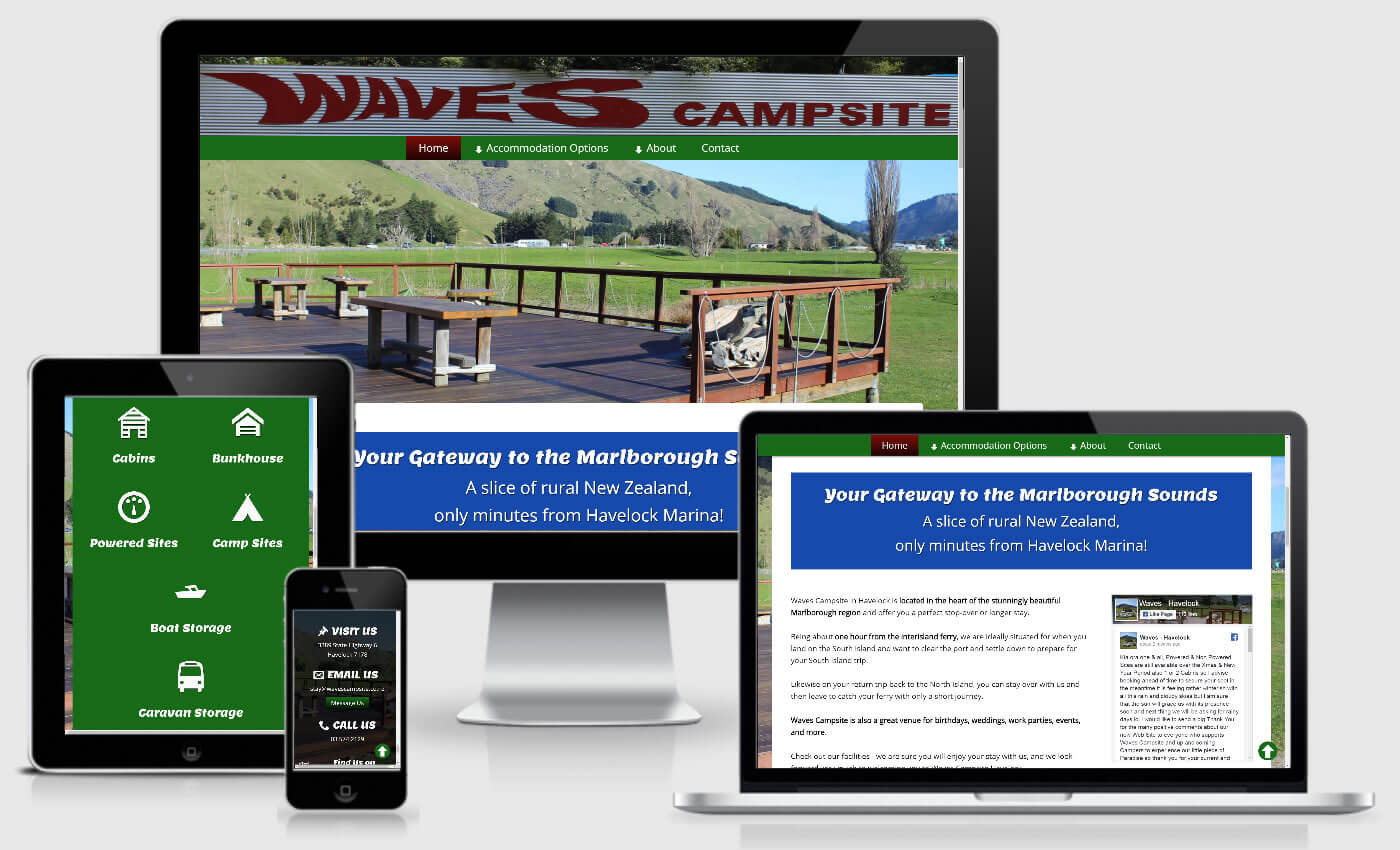 Website Design For Waves Campsite By iBeFound