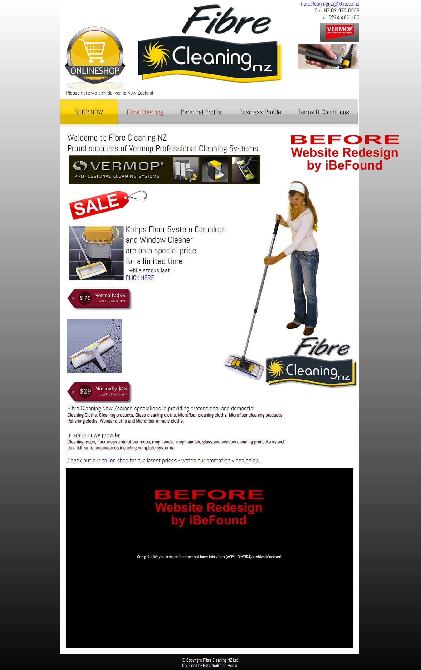 Homepage Of Fibre Cleaning NZ Ltd Before Website Redesign By IBeFound Digital Marketing