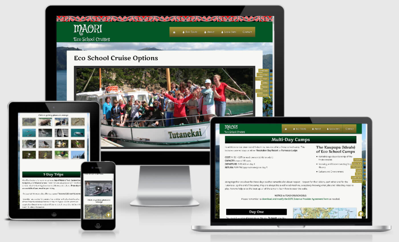 Website Design For Maori Eco School Cruises By IBeFound Digital Marketing