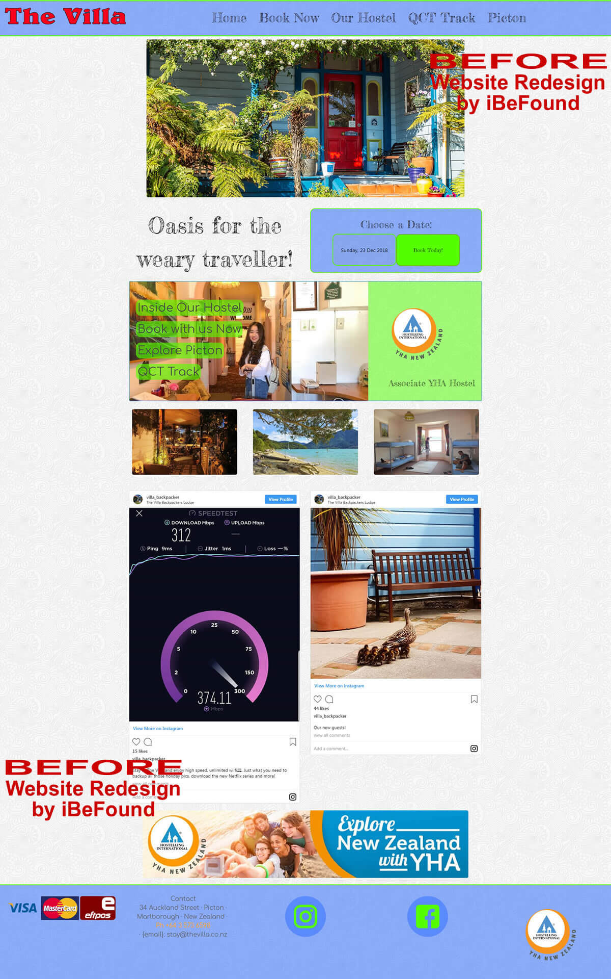Homepage Of The Villa Backpackers Lodge Before Website Redesign By iBeFound