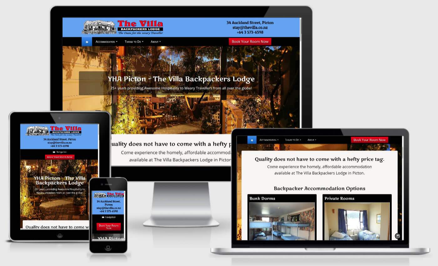 Website Design For The Villa Backpackers Lodge By iBeFound Digital Marketing NZ