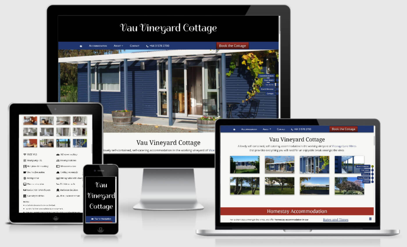 Website Design For Vau Vineyard Cottage By iBeFound Digital Marketing NZ